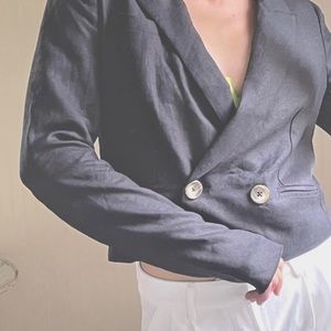 NWT$310 Jason Wu linen crop double breasted jacket, XS, 18” pit to pit, 20”L
